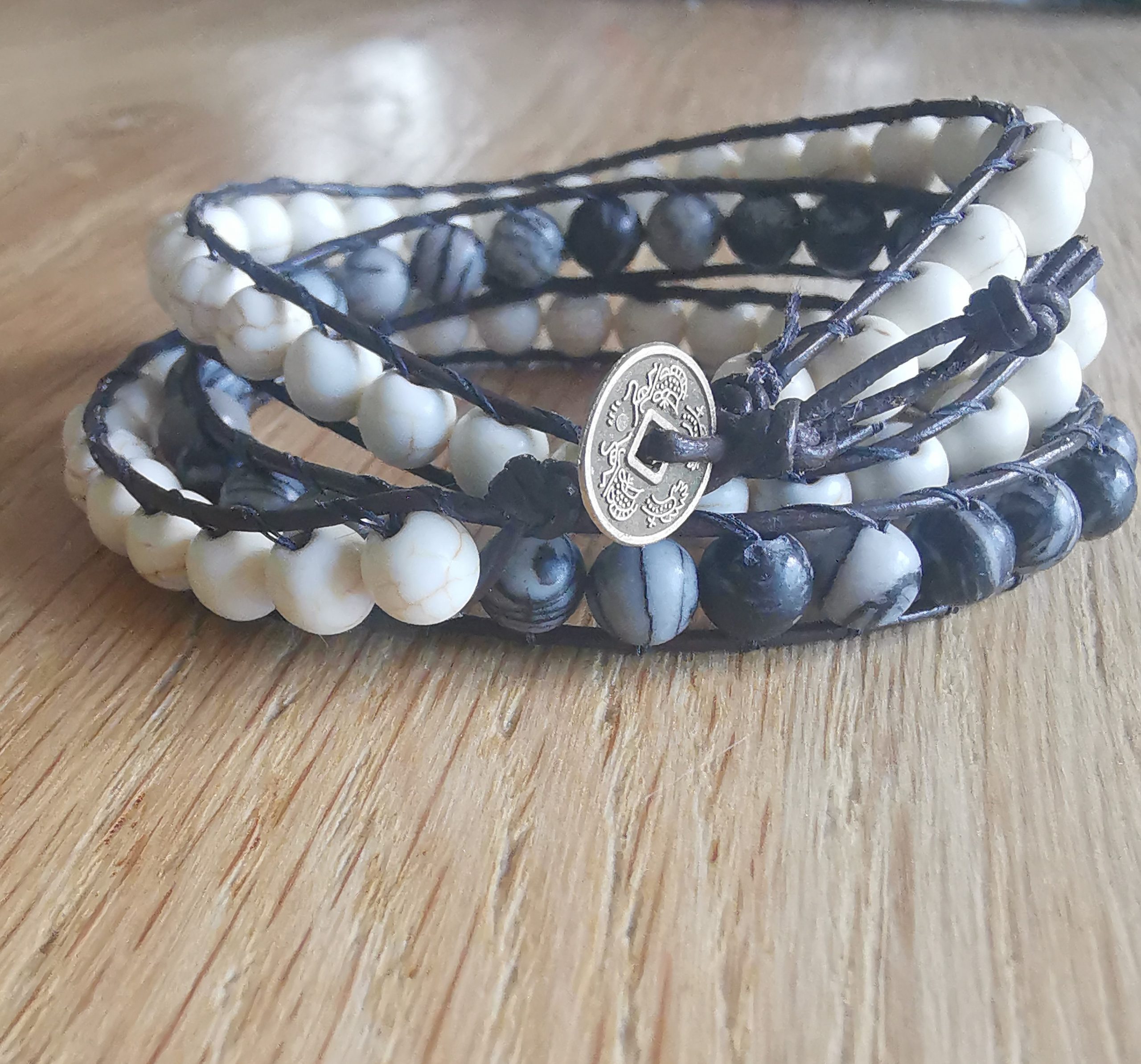 Wrap 3 rangs howlite & jaspe – Image 2